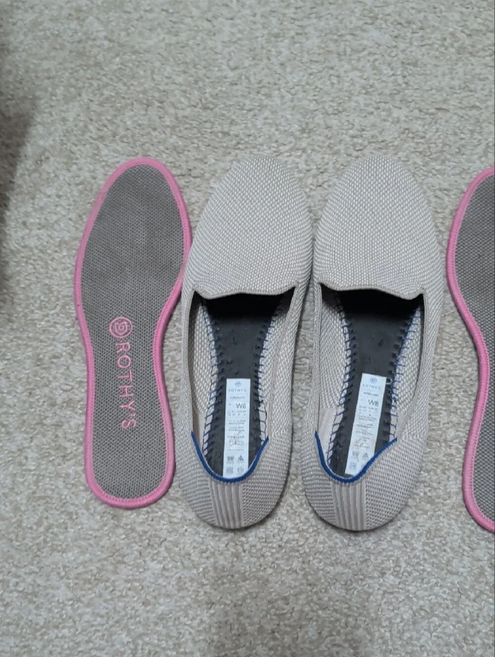 🌱 Rothy 🌱 Loafer Slip-On Flats in Light Beige / Cream Sz 8 GUC